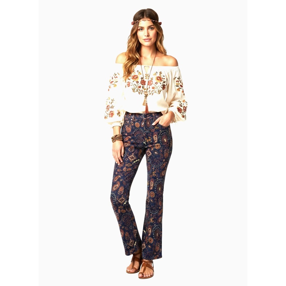 MOTHER Jeans Hustler Flood Jeans Henna Happiness Paisley Size 25